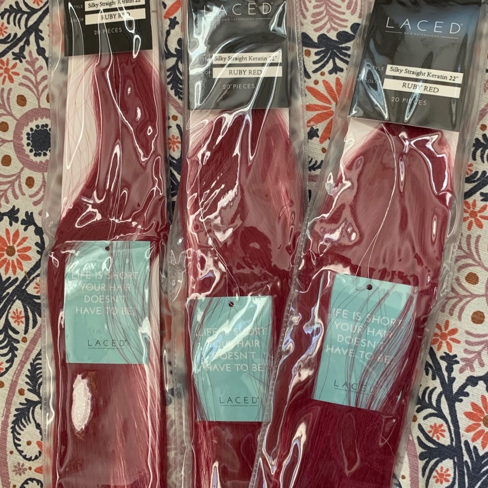 NWT Laced Hair Keratin Extensions 💯% Remy Hair Red